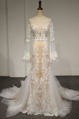 Flare Sleeve Sexy Mermaid Wedding Dress