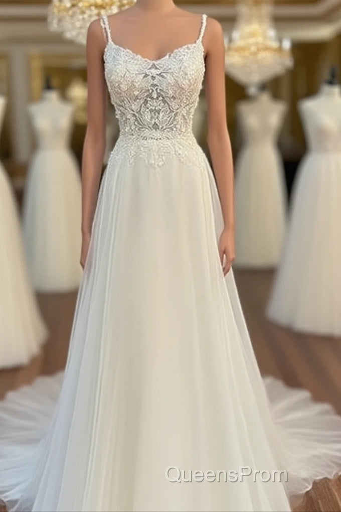 Floral Lace Scoop Neck Floor-Length Wedding Dress Main image