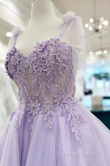Floral Sweetheart A-Line Lavender Homecoming Dress