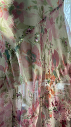 Flowing Chiffon Sequin Print Pink Irregular Skirt Classy Prom Dress