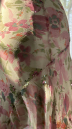Flowing Chiffon Sequin Print Pink Irregular Skirt Classy Prom Dress