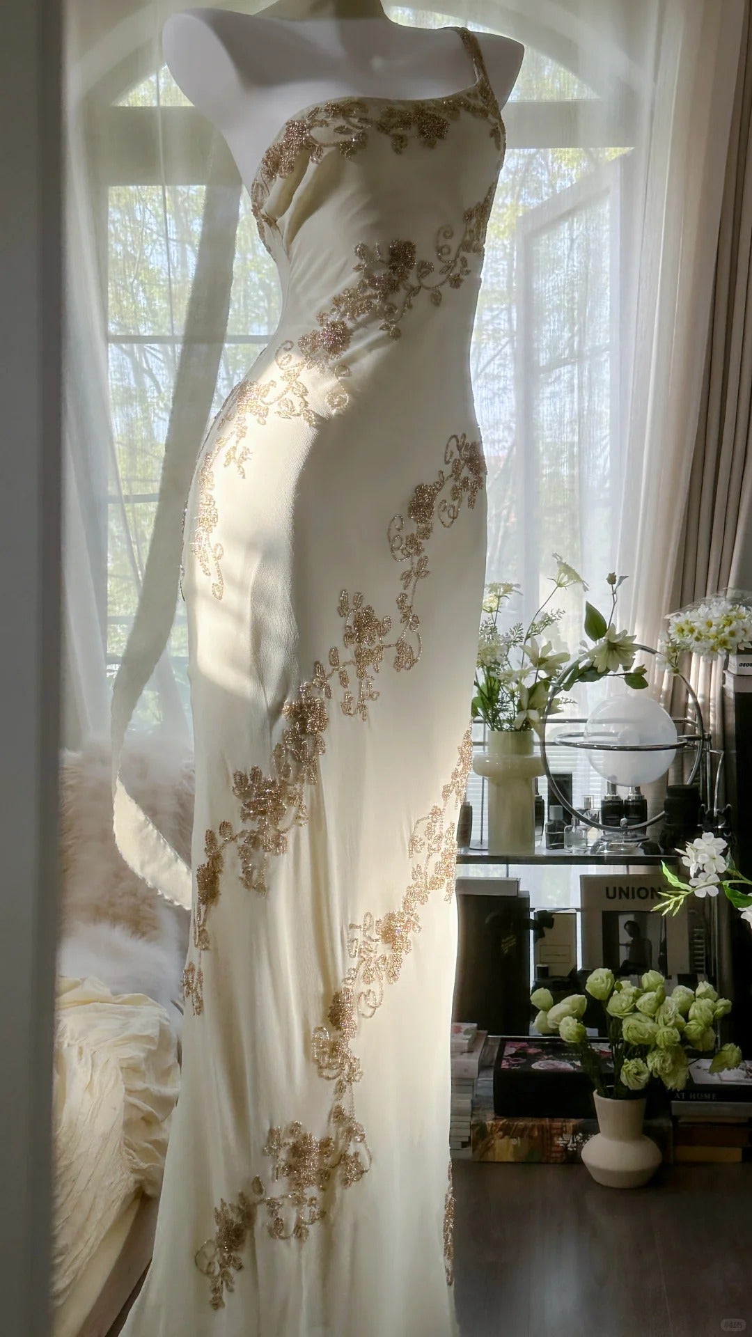 Flowy One Shoulder Chiffon Beaded Elegant Prom Dress