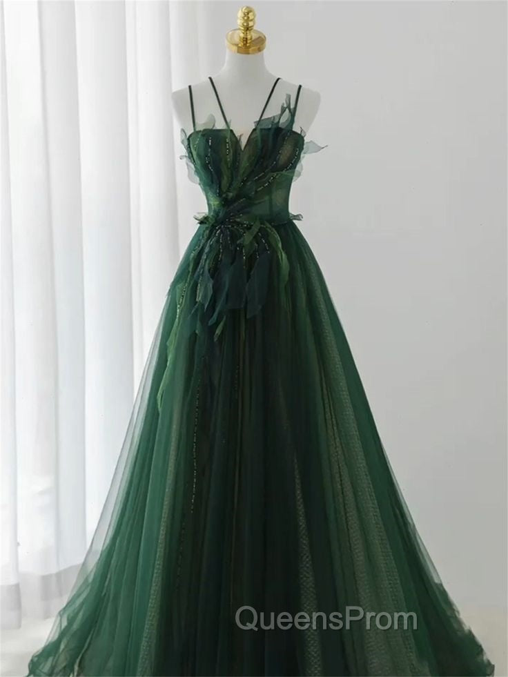 Forest Style Emerald Green Beading Tulle Dress, Evening Prom Dress Fairy,Evening Gown Graduation Party Dress Secondary image