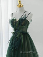 Forest Style Emerald Green Beading Tulle Dress, Evening Prom Dress Fairy,Evening Gown Graduation Party Dress