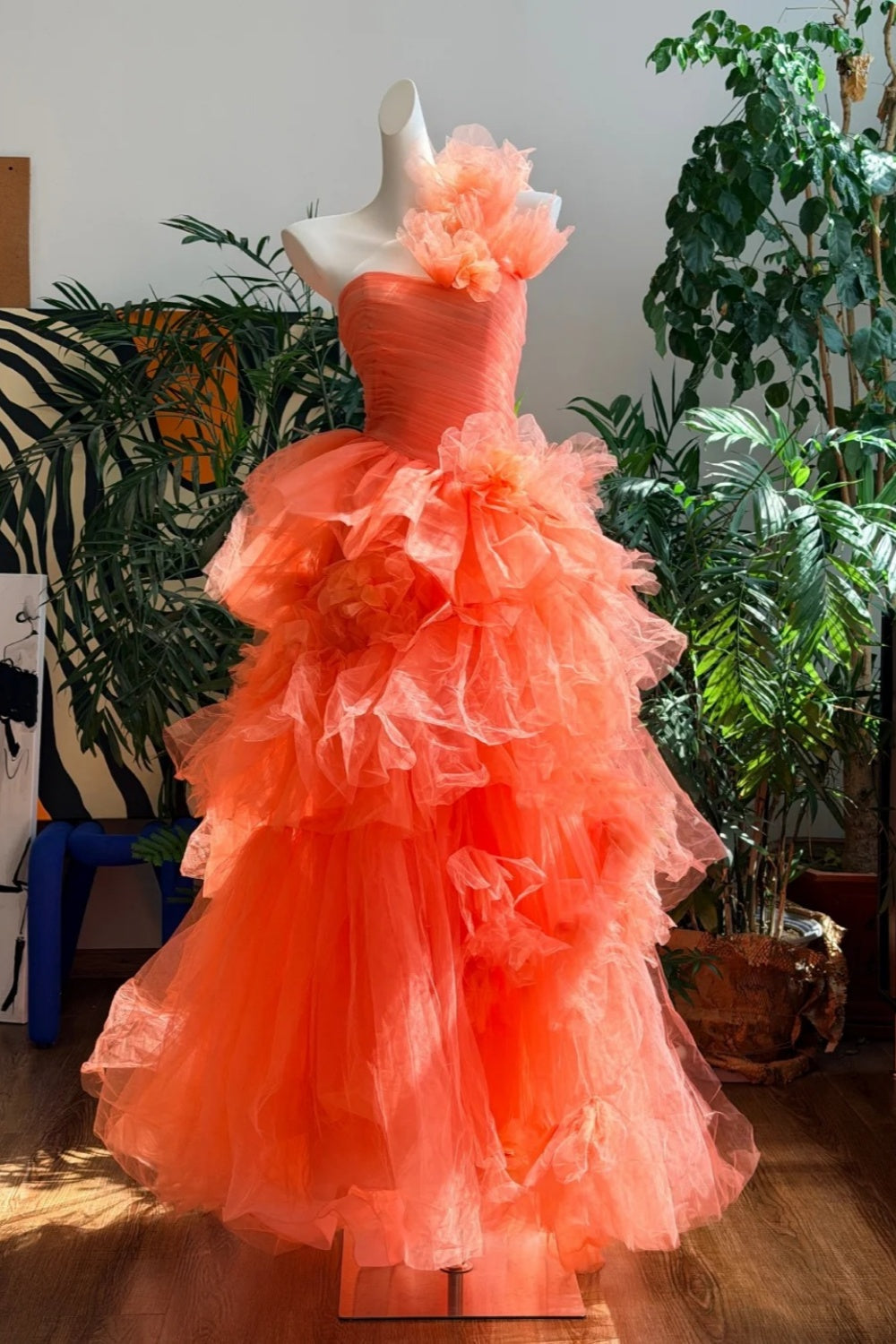 Free Custom Size, Custom Color, New Orange Fairy Long Classy Dress Main image