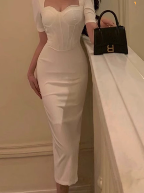 French Slim Fit Five-Quarter Sleeve Hip Dress Secondary image