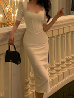 French Slim Fit Five-Quarter Sleeve Hip Dress