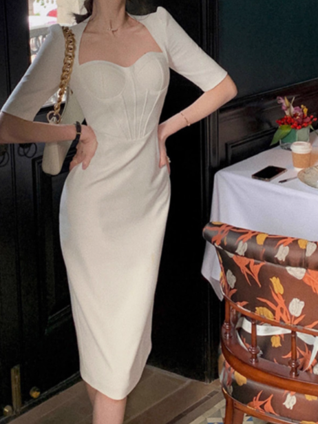 French Slim Fit Five-Quarter Sleeve Hip Dress Main image