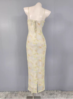 Fresh Gradient Print Spaghetti Strap Chiffon Long Classy Prom Dress