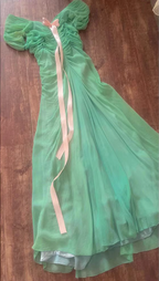 Fresh Green A-Line Ruffled Chiffon Long Classy Prom Dress