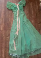 Fresh Green A-Line Ruffled Chiffon Long Classy Prom Dress