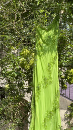 Fresh Green One Shoulder Chiffon Beaded Mermaid Prom Gown Classy Prom Dress
