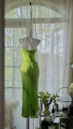 Fresh Green One Shoulder Chiffon Beaded Mermaid Prom Gown Classy Prom Dress