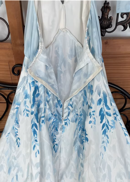 Fresh Printed A-Line Halter Neck Satin Long Classy Prom Dress