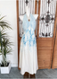 Fresh Printed A-Line Halter Neck Satin Long Classy Prom Dress