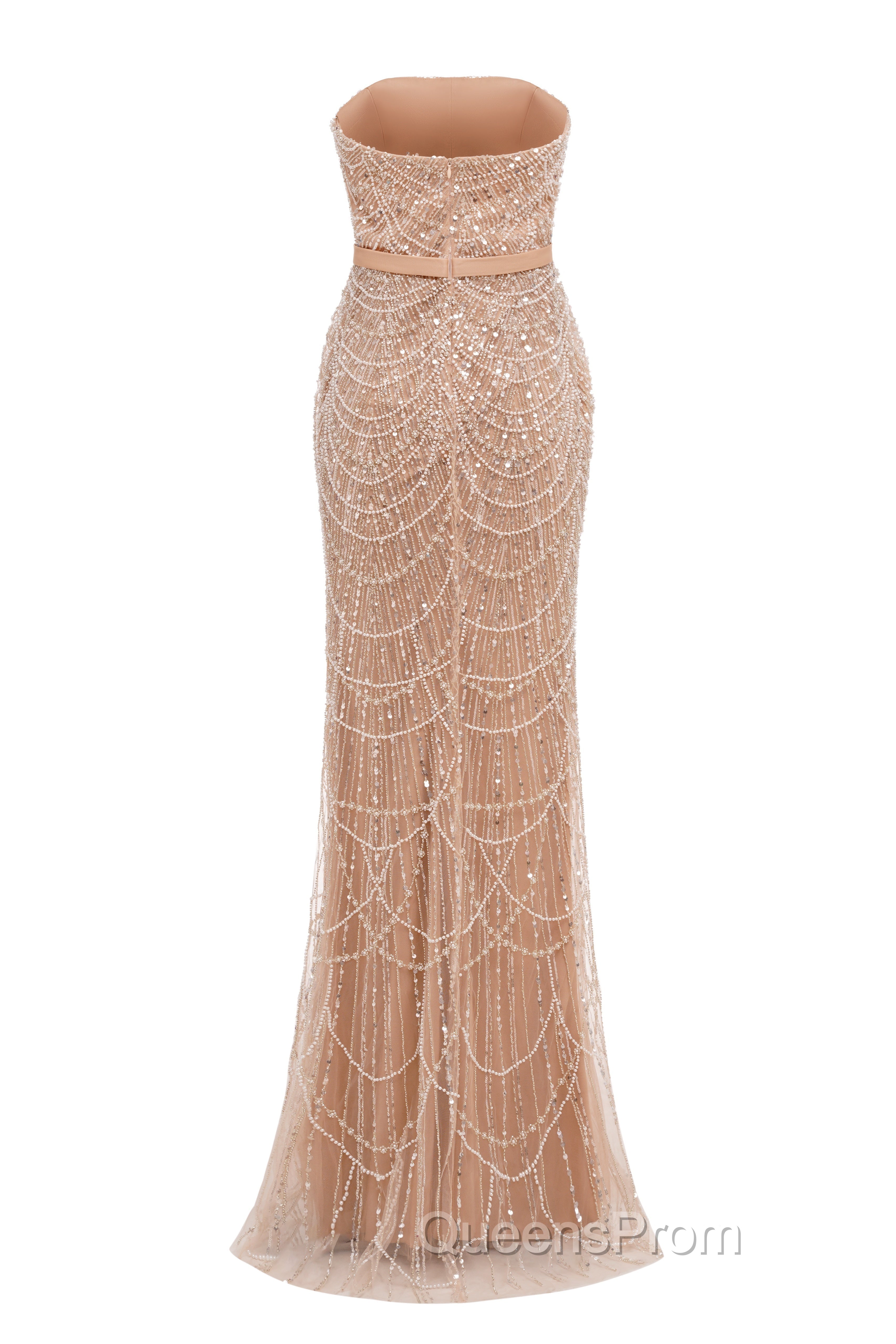 Fuchsia Beading Evening Prom Dress Sweep Train High Neck Zipper Sleeveless Evening Dress