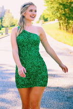 Fuchsia Deep V Neck Sequin Mermaid Prom Dress
