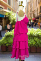 Fuchsia Homecoming Dress Sweetheart A-line Spaghetti Straps Mini Cocktail Party Dress for Teens
