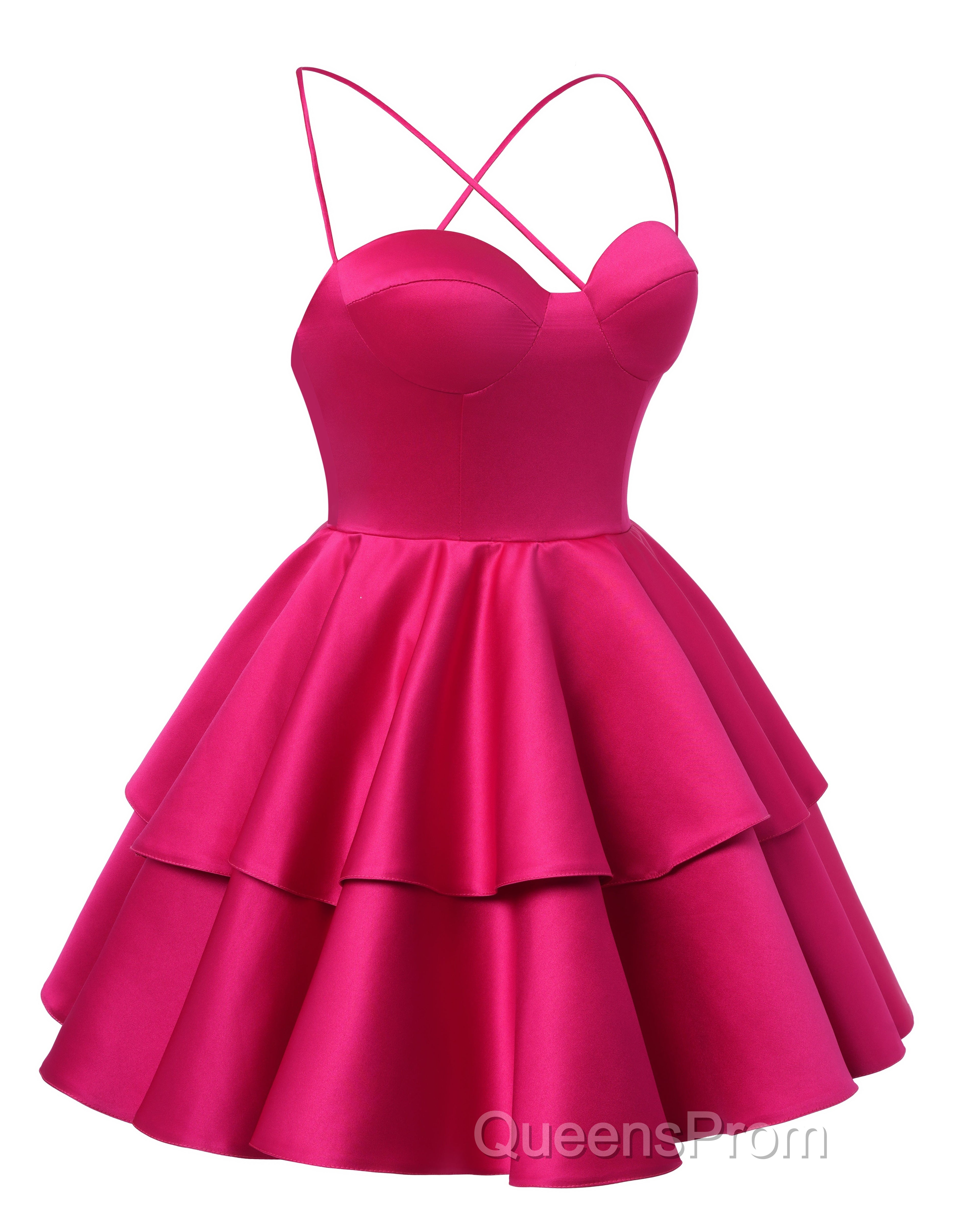 Black Satin Homecoming Dress Sweetheart Neck Tiered Short Graduation Dress
