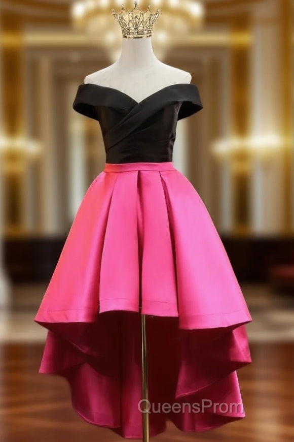 Fuchsia Satin Off the Shoulder  Evening Prom Dress Main image