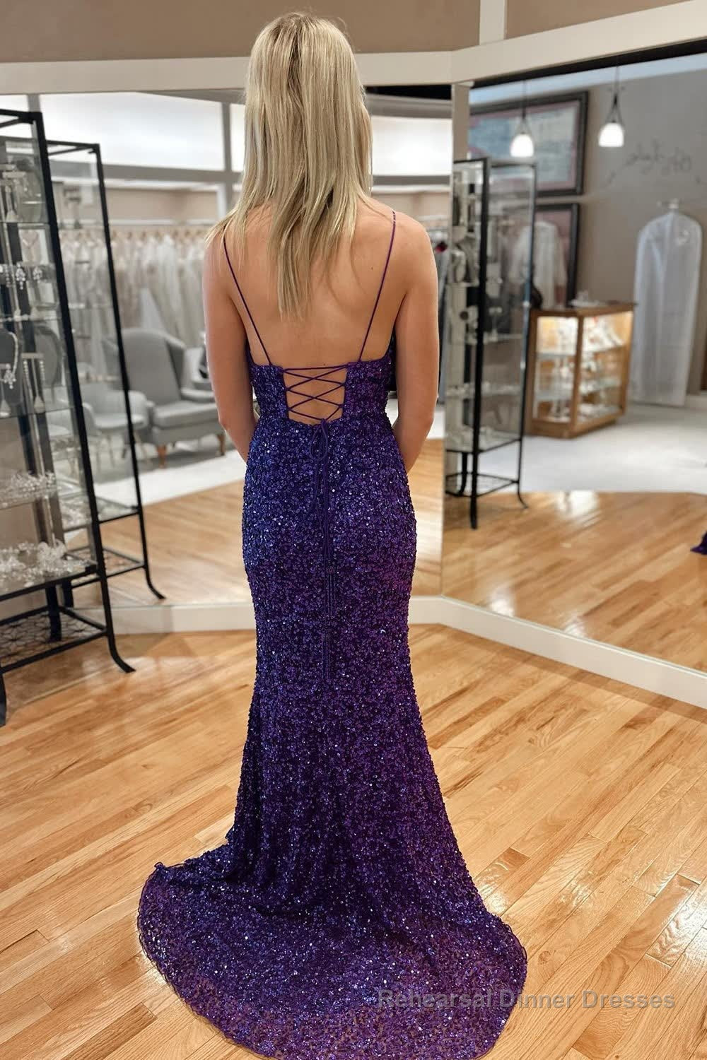 Fuchsia Sequin Mermaid Long Prom Dress
