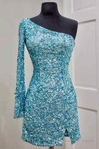Fuchsia Sequins Homecoming Dress with Sleeves