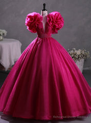 Fuchsia Tulle Beading Quinceanera Dress