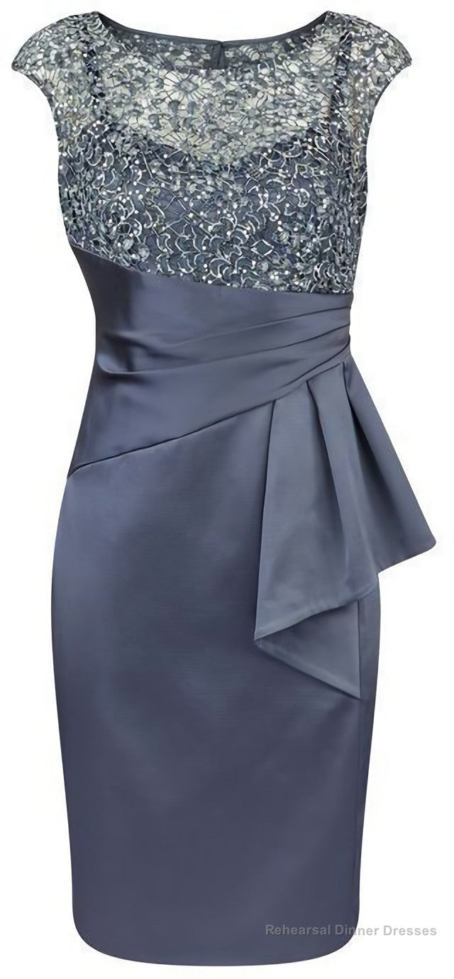 Short Sheath Bateau Cap Sleeves with Beading Ruffles Prom Dresses Main image