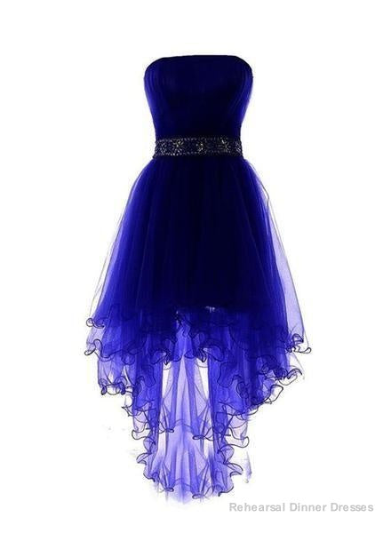 Royal Blue Tulle High Low Scoop Homecoming Dresses, Blue Party Dress Main image