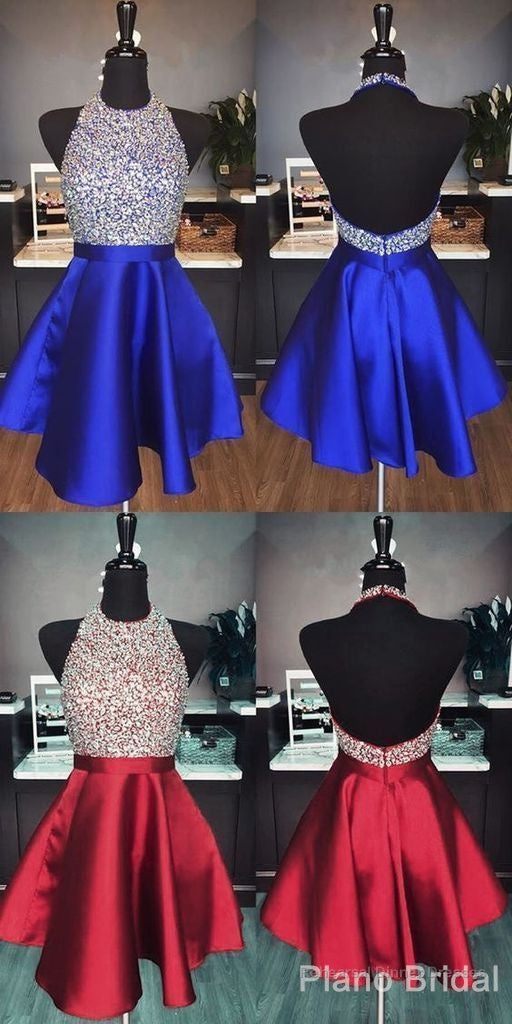Halter Neck Homecoming Dress, Short Beaded Graduation Dresses, Dance Dress, Sweet 16 Dress Secondary image