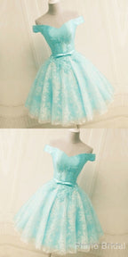 Green Off The Shoulder Appliques Short Homecoming Dress
