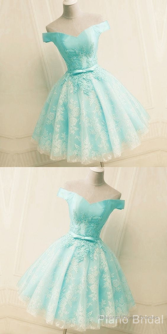 Green Off The Shoulder Appliques Short Homecoming Dress