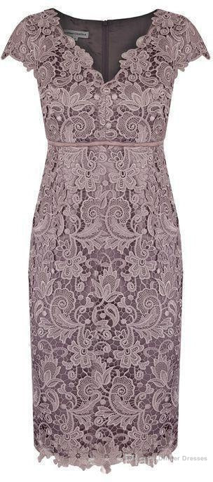 Sheath V Neck Cap Sleeves Lace Empire Mother Of The Bride Dress With Sash Secondary image