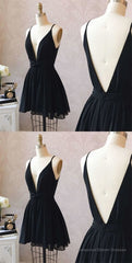 Cute Black Chiffon Short Little Black Homecoming Dresses