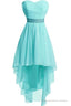 Women Strapless Lace Up Back Sexy High Low Chiffon Dress