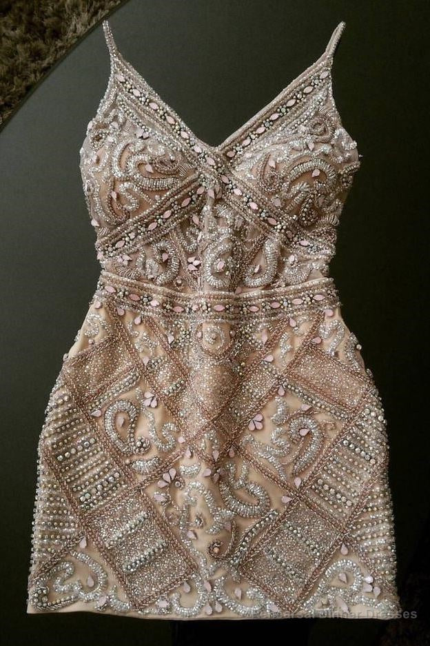 Short Homecoming Dresses, Spaghetti Straps Mini Dress With Beaded Main image