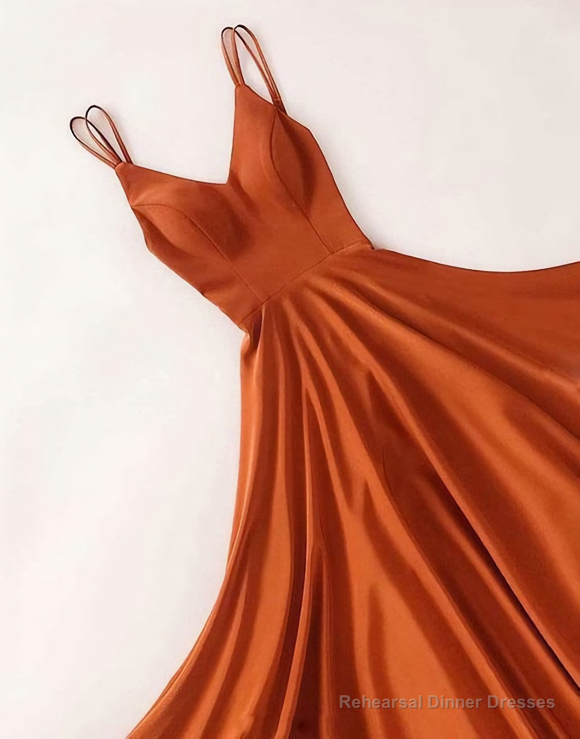 Simple v neck satin long long Prom Dresses Main image