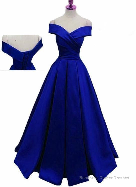 Royal Blue Satin Floor Length Formal Gown Prom Dress, 2025 Blue Party Gown Main image