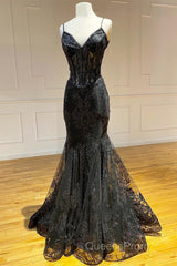 Fuchsia Mermaid Sequined Embroidery Tulle Long Evening Prom Dress