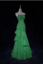 Sweet Spaghetti Straps Mermaid Classy Evening Dress Pink Satin Layered Pleated Classy Prom Dress With Beading