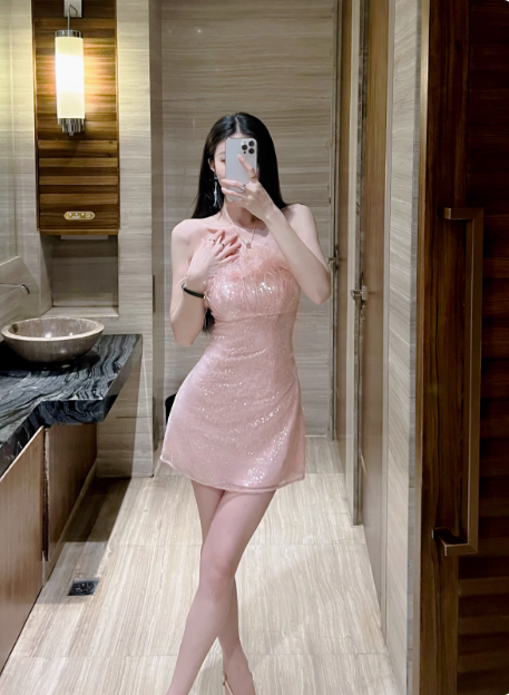 Gentle Pink Short Birthday Dress Tube Top Shimmering Homecoming Dress Secondary image