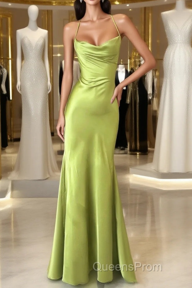 Gentle Satin Swing Neck Spaghetti Straps Mermaid Gown Elegant Backless Evening Prom Dress For Quinceanera&Graduation Main image