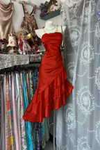 Girlhomeshops-Champagne Short Ruffle Satin Homecoming Dress Birthday Dress