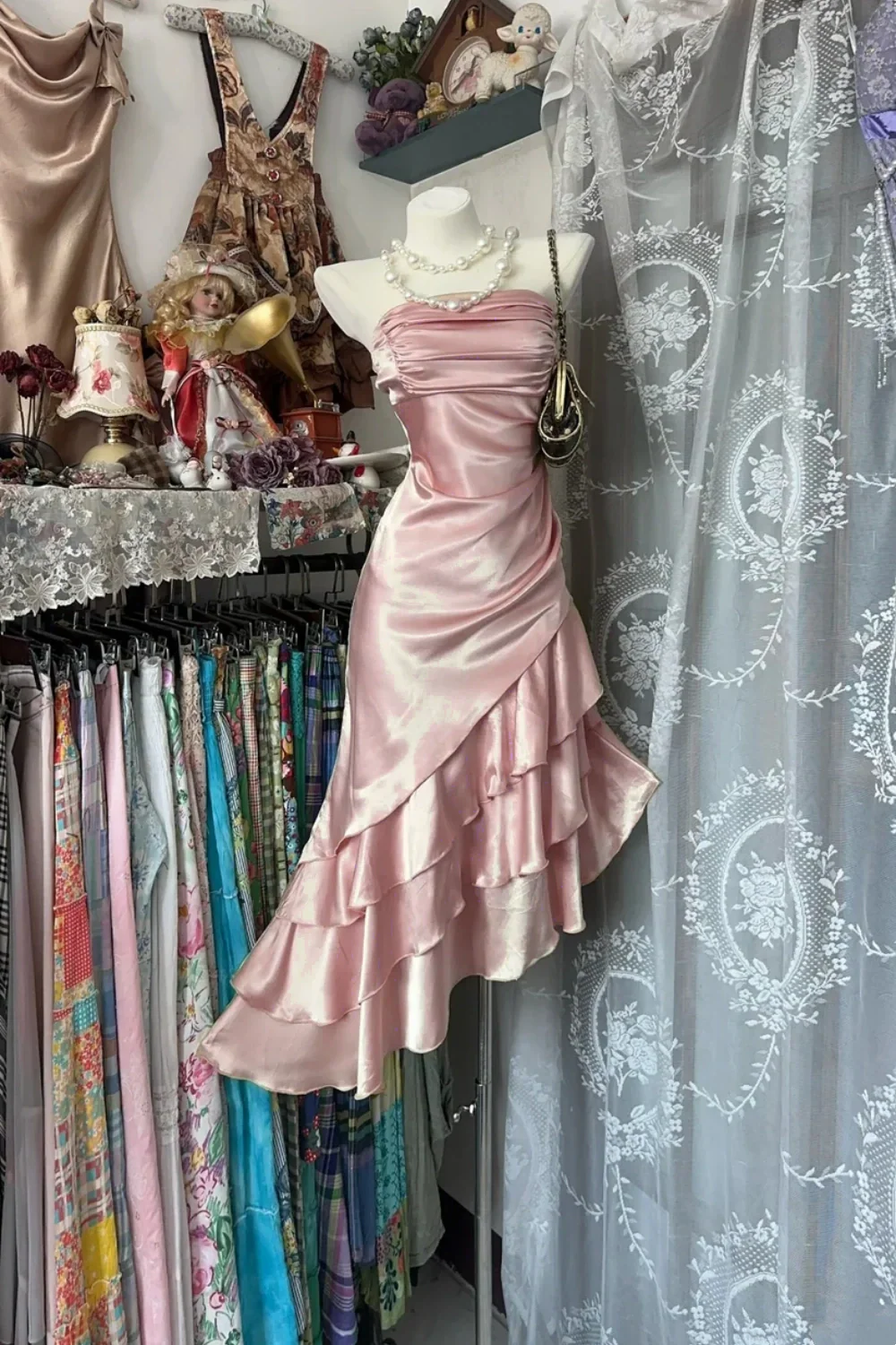 Girlhomeshops-Champagne Short Ruffle Satin Homecoming Dress Birthday Dress