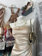 Girlhomeshops-Champagne Short Ruffle Satin Homecoming Dress Birthday Dress