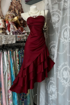 Girlhomeshops-Champagne Short Ruffle Satin Homecoming Dress Birthday Dress