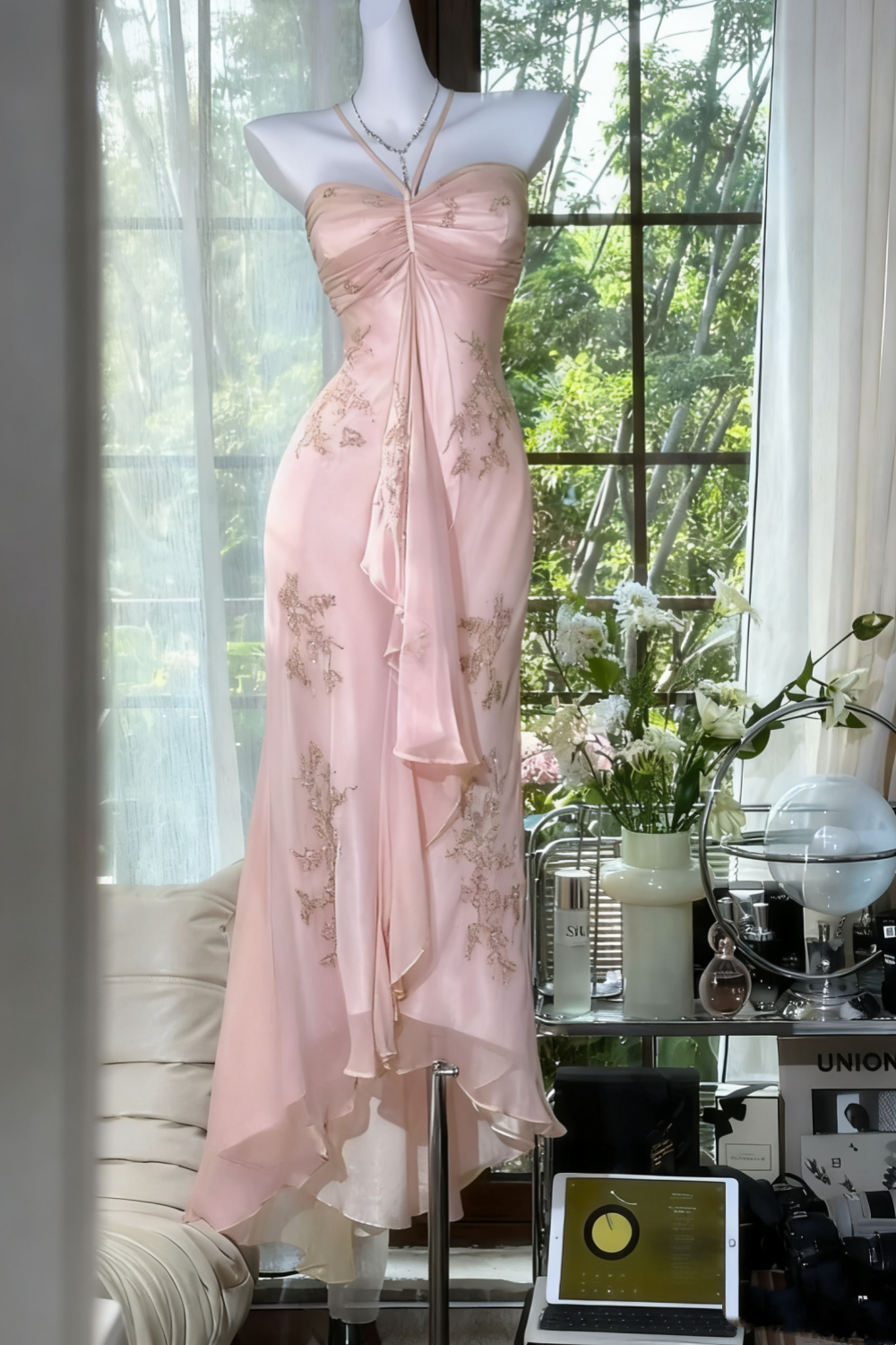 Green Beaded Exquisite Gorgeous Long Chiffon Classy Prom Dress Classy Evening Dress Party Dress