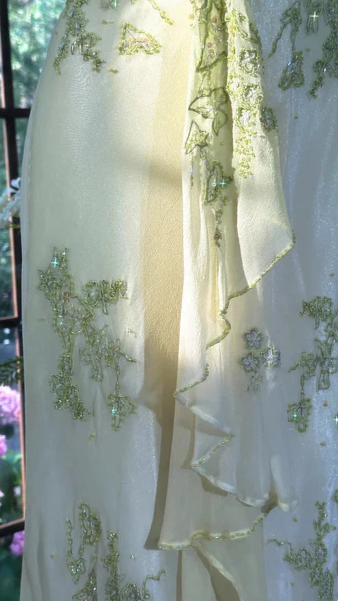 Green Beaded Exquisite Gorgeous Long Chiffon Classy Prom Dress Classy Evening Dress Party Dress