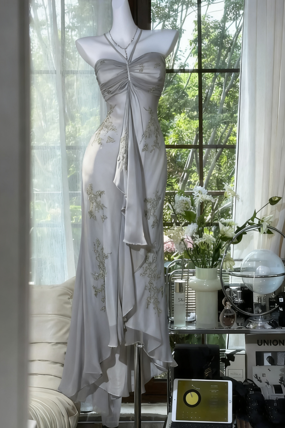 Green Beaded Exquisite Gorgeous Long Chiffon Classy Prom Dress Classy Evening Dress Party Dress