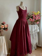 White Lace Retro Elegant Long Satin Dress